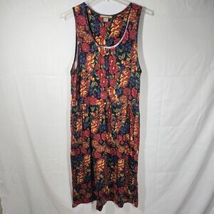 Vintage 90s Bryn Connelly Floral Sleeveless Cotton‎ Dress Whimsigoth Size L